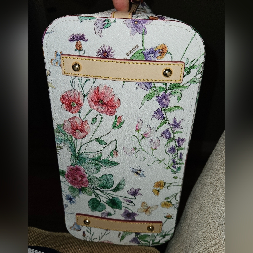 Dooney & Bourke White Floral Satchel with Tan Handles - Picture 13 of 13